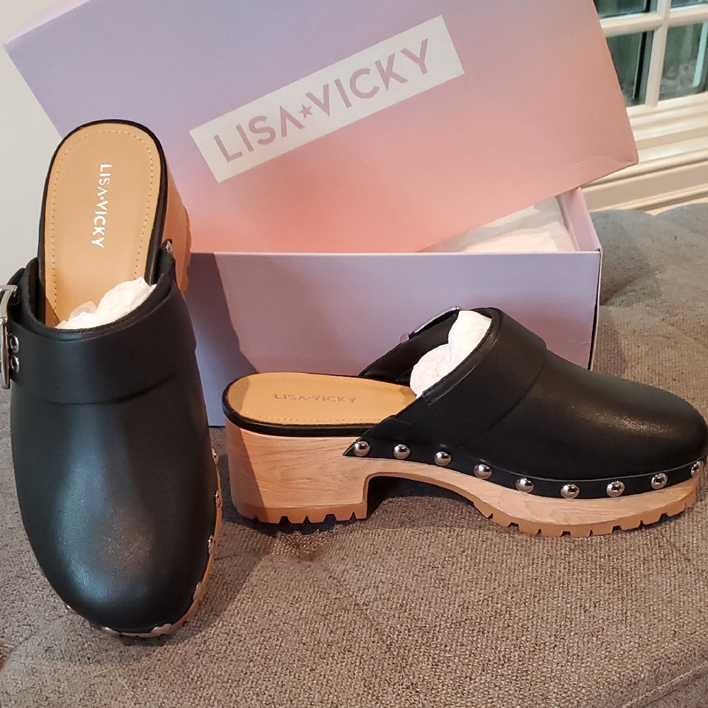 Black Slip-On Mules with Chunky Platform Sole